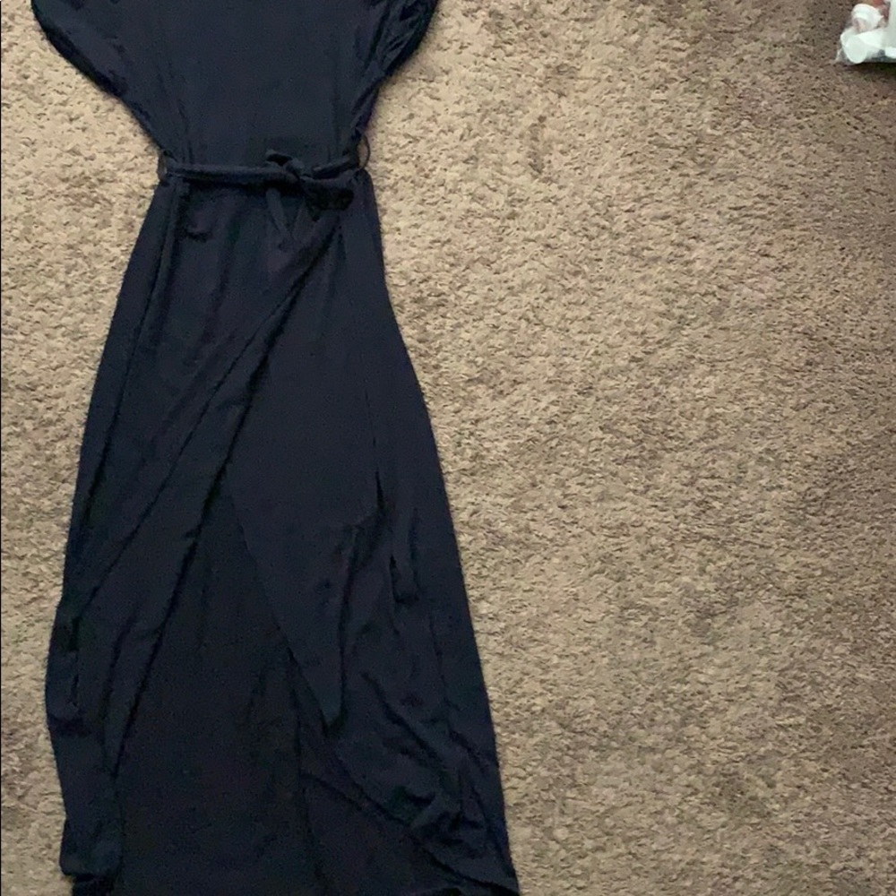 Navy blue dress with waist tie